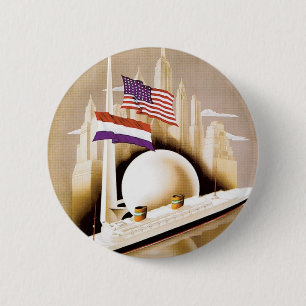 Holland America Line New York 6 Cm Round Badge