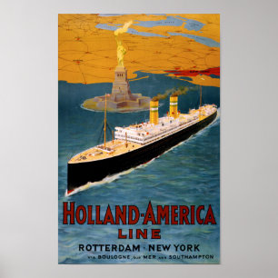 Holland America Line Vintage Poster Restored