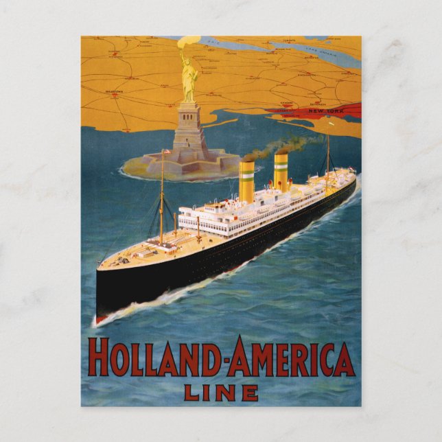 Holland America Line Vintage Poster Restored Postcard (Front)