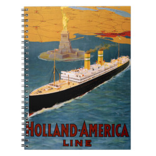 Holland America Line Vintage Poster Restored Spiral Notebook