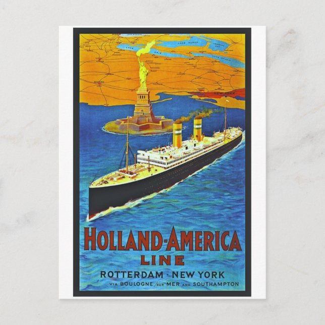Holland America Line Vintage Travel Poster Postcard (Front)