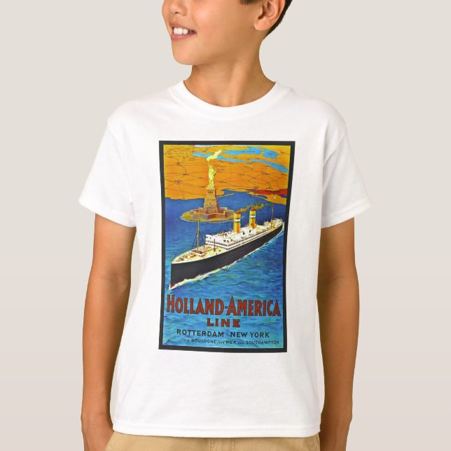 Holland America Line Vintage Travel Poster T-Shirt (Front)