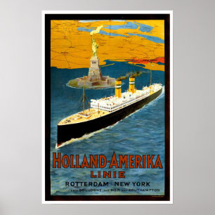 Holland Amerika Line Vintage Ship Advertisement Poster
