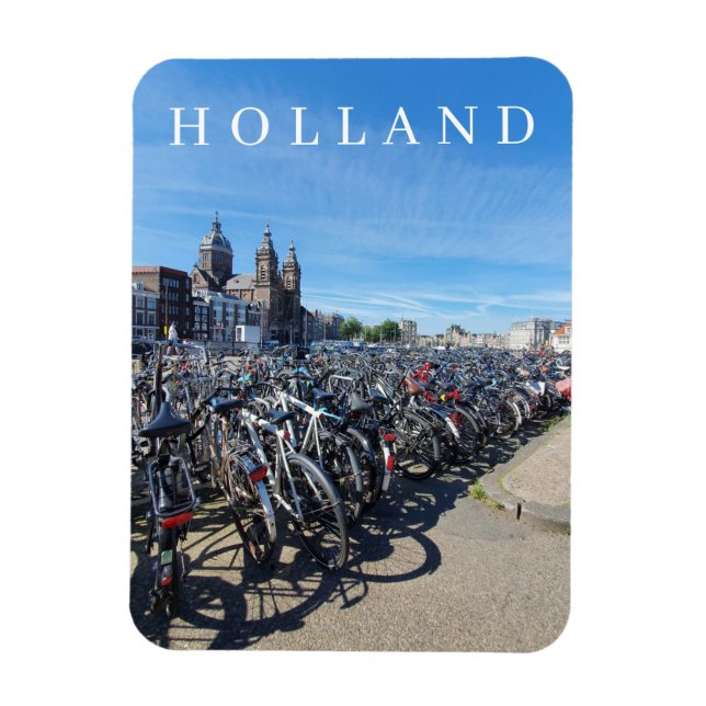 Holland bicycle parking fridge magnet (Vertical)