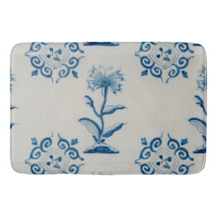 Holland Blue and White Flowers Bath Mat