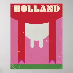 Holland Dairy cow vintage travel poster