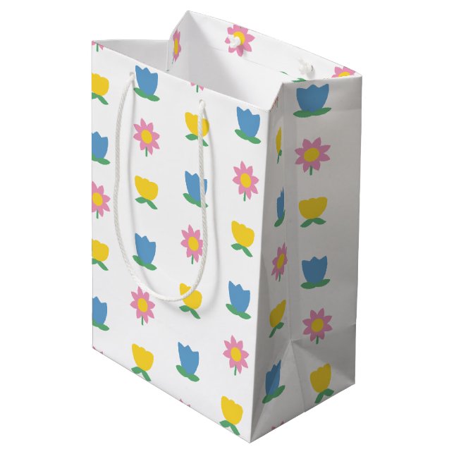 Holland Days Tulip Spring Folk Floral Easter Medium Gift Bag (Back Angled)