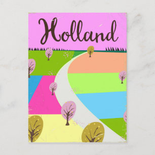 Holland fields travel poster postcard