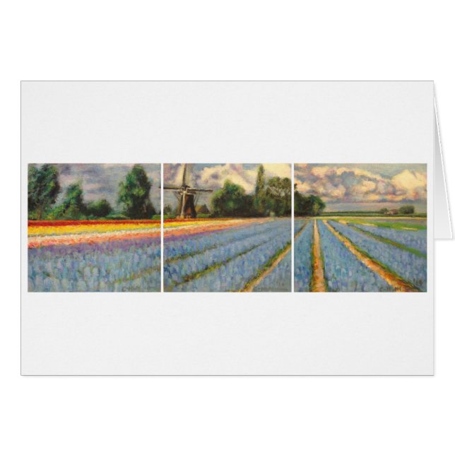 Holland Flower Fields Landscape Painting Triptych (Front Horizontal)