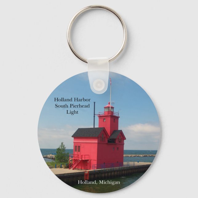 Holland Harbour South Pierhead Light 2011 key Ring (Front)