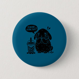 Holland Lop Rabbit And Boba Tea Funny Bunny Bubble 6 Cm Round Badge