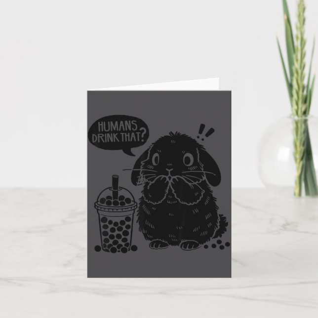Holland Lop Rabbit And Boba Tea Funny Bunny Bubble Card (Front)