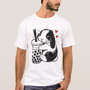 Holland Lop Rabbit Loves Boba Tea Bunny And Bubble T-Shirt