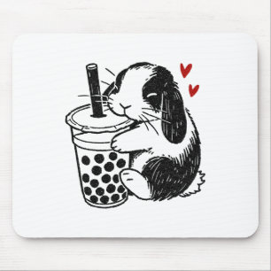 Holland Lop Rabbit Loves Boby Tea Bunny And Bubble Mouse Pad