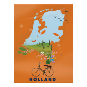 Holland Map travel poster
