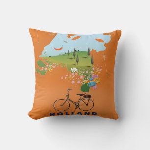 Holland Map travel poster Cushion