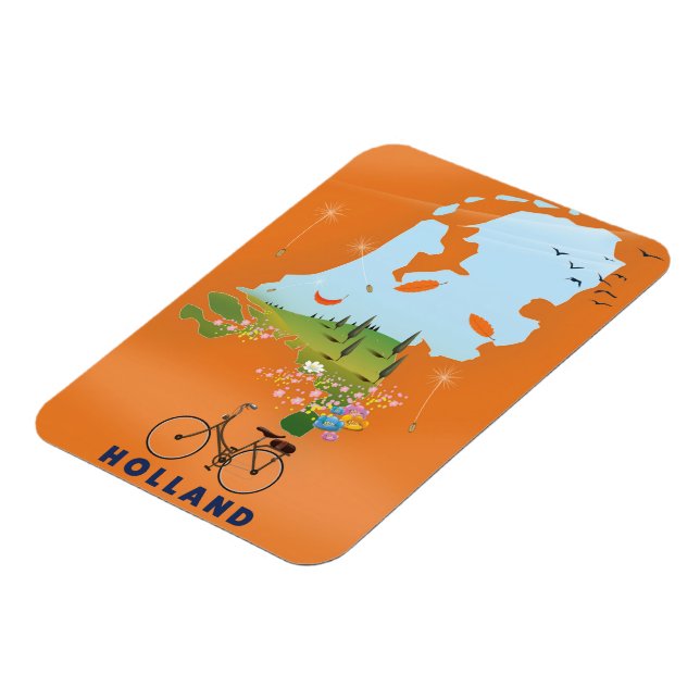 Holland Map travel poster Magnet (Left Side)
