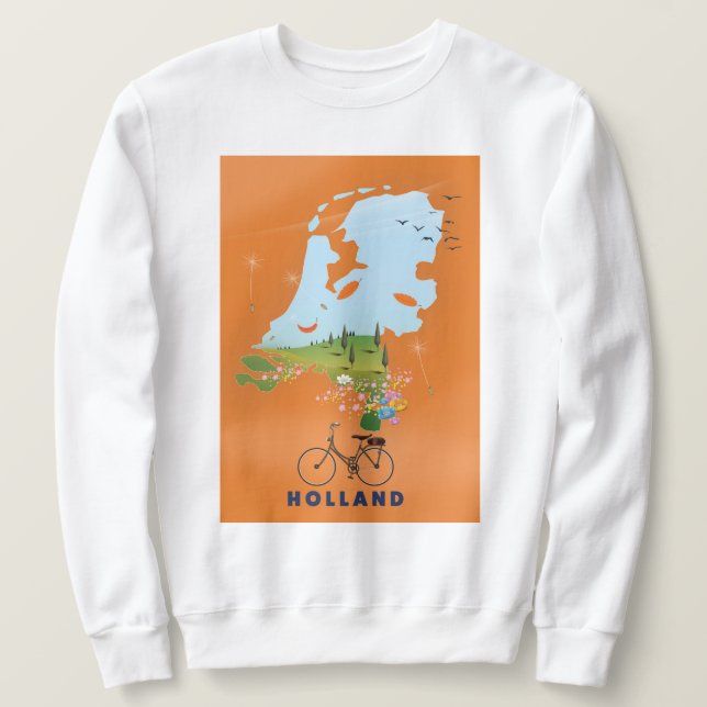 Holland Map travel poster Sweatshirt (Design Front)