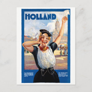 Holland Netherlands Restored Vintage Travel Poster Postcard