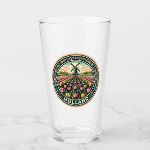 Holland Netherlands Travel Art Badge Glass