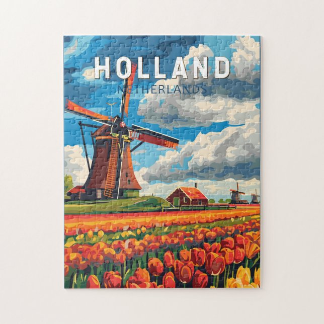 Holland Netherlands Travel Art Vintage Jigsaw Puzzle (Vertical)