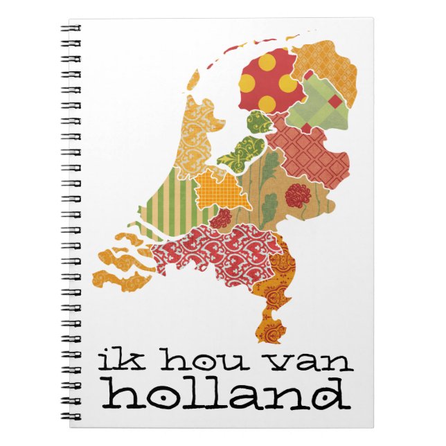 Holland Province Map Bohemian Patchwork Style Spiral Notebook (Front)