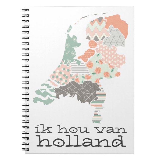 Holland Province Map Geometric Patchwork Style Spiral Notebook (Front)