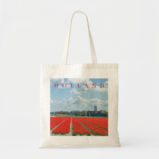 Holland red tulip fields view tote bag (Front)