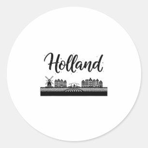 Holland Skyline Travel Vacation Outfits Classic Round Sticker