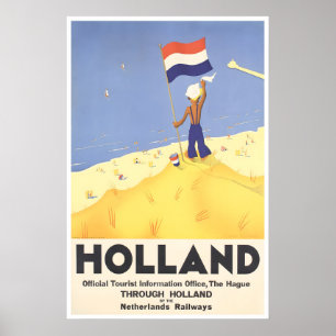 Holland Travel Poster Netherlands Beach Art Print
