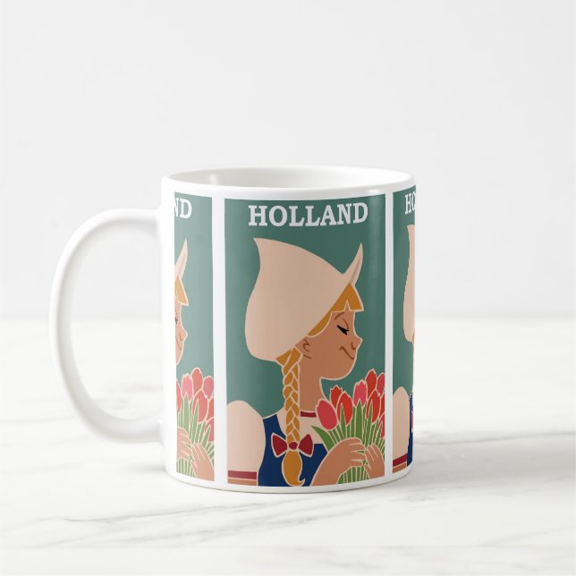 Holland Travel Vintage Tulips Flower Coffee Mug (Left)