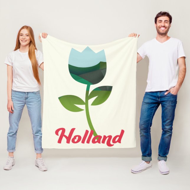 Holland Tulip Vacation art Fleece Blanket (In Situ)