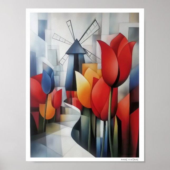 HOLLAND TULIPS AND WINDMILLS POSTER (Front)
