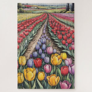 Holland Tulips Field Tulip Art                     Jigsaw Puzzle