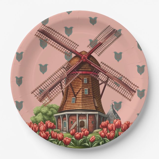 Holland Tulips Paper Plate (Front)