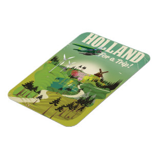 Holland vintage style travel poster magnet