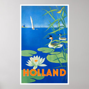 Holland Vintage Travel Poster Restored