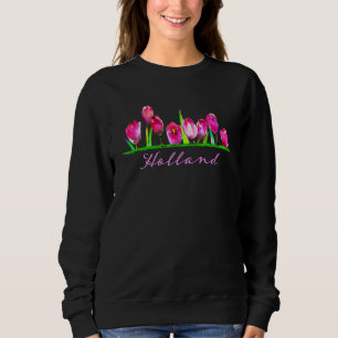 Holland Watercolor Tulip Flower Women Girls Floral Sweatshirt