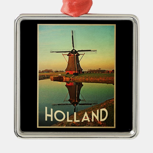 Holland Windmill Metal Tree Decoration (Front)