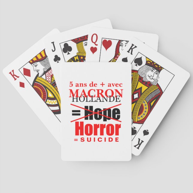 Hollande et  Macron c'est l' Horreur cartes poker Playing Cards (Back)