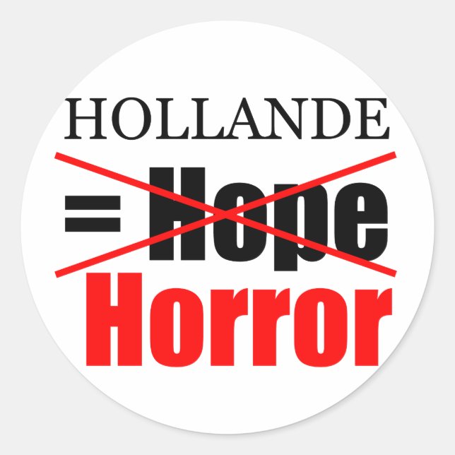 Hollande Not Hope = Horror - R Sticker (Front)