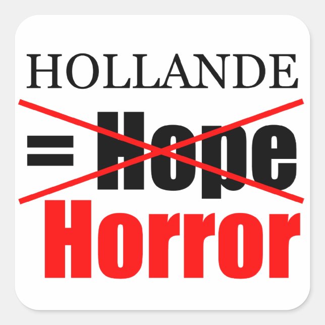 Hollande Not Hope = Horror - Square Sticker (Front)