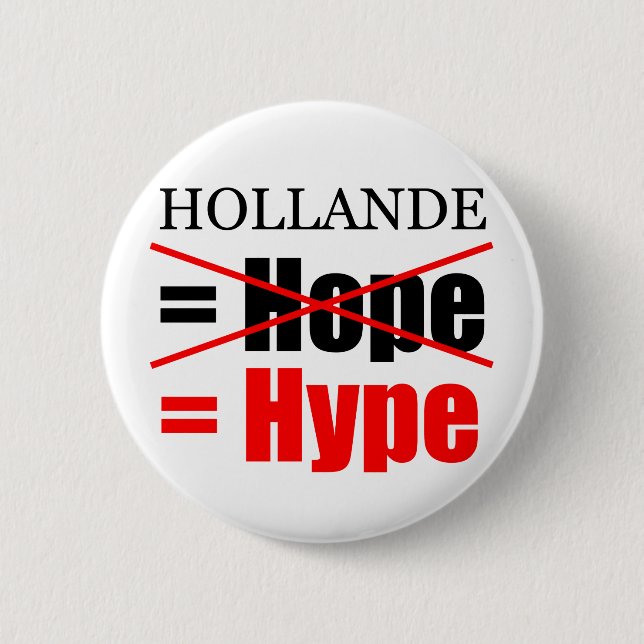 Hollande Not Hope  = Hype !!!!!!!!!!! 6 Cm Round Badge (Front)