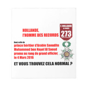 Hollande Record Legions d'Honneur - Notepad