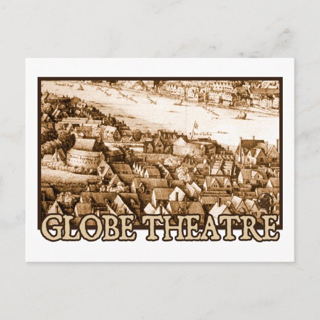 Hollar's Globe Theatre Long View of London Postcard (Front)