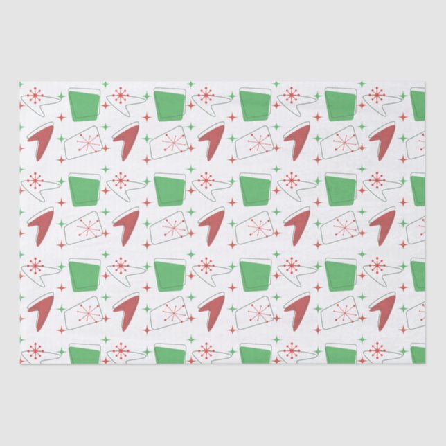 Holliday Retro Atomic Pattern on white Tissue Paper (Front)
