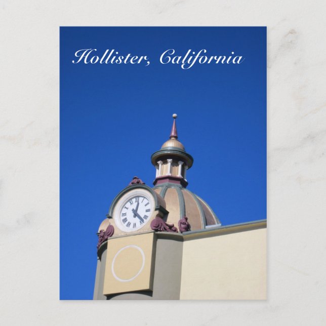 Hollister, CA Clock Tower Postcard (Front)