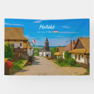 Hollókő, Hungary - Historic Village Street Banner