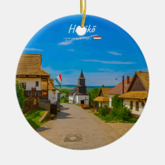 Hollókő, Hungary - Historic Village Street Ceramic Tree Decoration