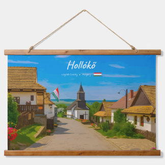 Hollókő, Hungary - Historic Village Street Hanging Tapestry